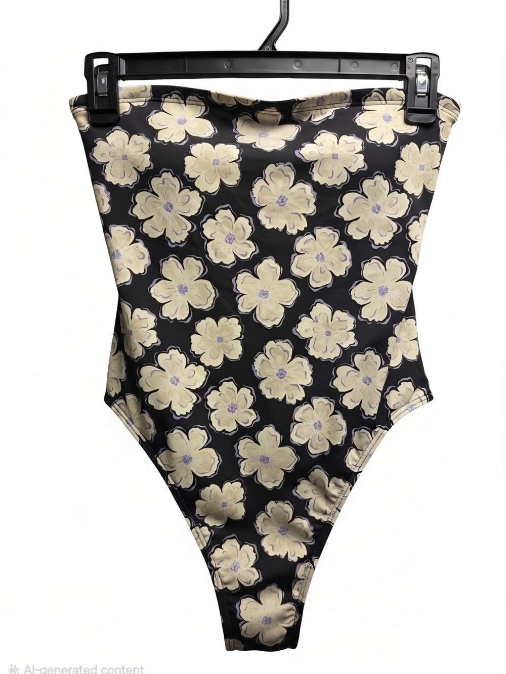 Billabong Black One-Piece Swimsuit with Cream Floral Print